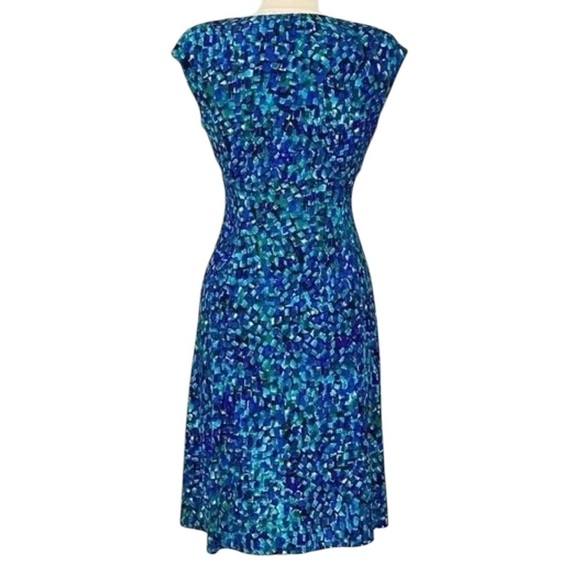 Ralph Lauren LRL Womens Blue Green Print Cap Sleeve Dress V Neck‎ size 4 - Picture 12 of 16